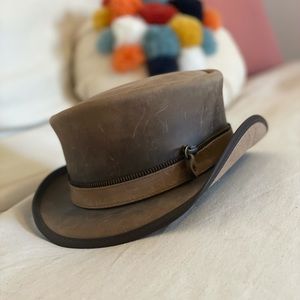 Handmade leather hat with zipper band by Voodoo Hatter